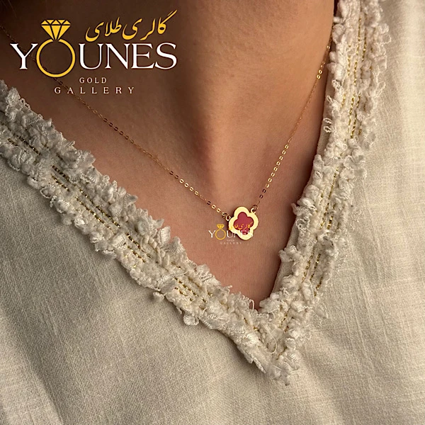 گردنبند میناکاری ونکلیف ارغوانی طلا